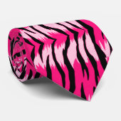 Roze Tijger Dier Huid Patroon Ontwerp Stropdas (Opgerold)