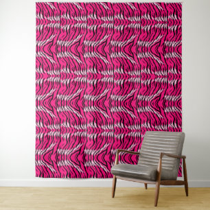 Roze Tijger Dier Huid Patroon Ontwerp Wandkleed