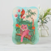 Roze Tijger en Papegaai Tropisch Oerwoud Blank Kaart (Staand voorkant)