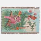 Roze Tijger en Papegaai Tropisch Oerwoud | Deken (Voorkant)
