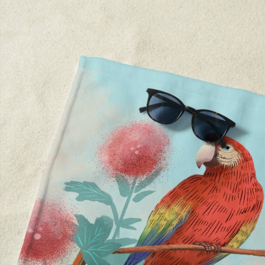 Roze Tijger en Papegaai Tropisch Oerwoud Strandlaken (In situ)