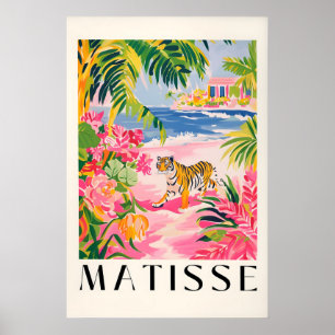 Roze Tijger Kunstprint Strand Matisse Stijl Wand K Poster