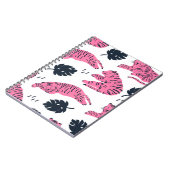 Roze tijger ligt in verschillende posities. Tropis Notitieboek (Linkerzijde)