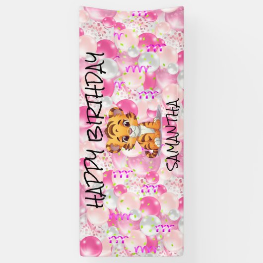 Roze Tijger Meisje Banner (Verticaal)