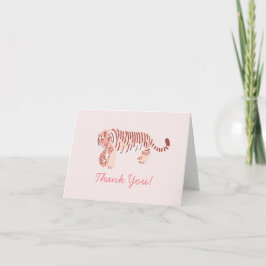 Roze Tijger Moeder & Cub Baby shower Dank u kaart