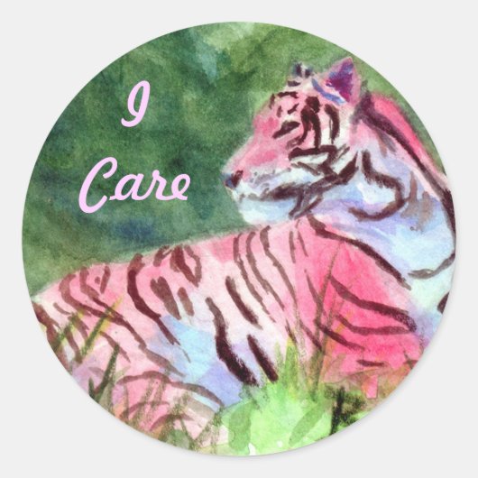 Roze tijger Sticker (Voorkant)