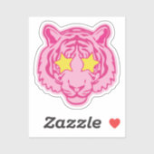 Roze tijger sticker (Vel)