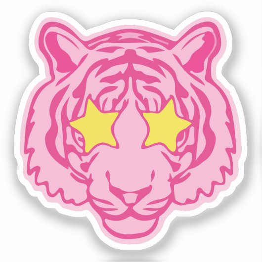 Roze tijger sticker (Voorkant)
