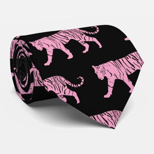 Roze tijger stropdas (Opgerold)