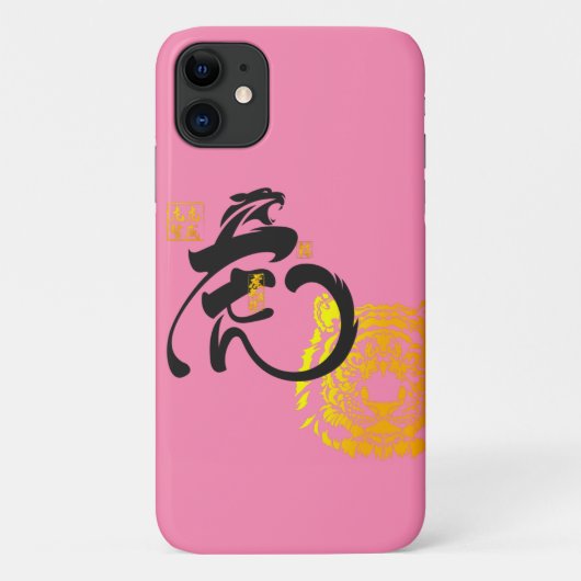 Roze tijger symbool Modern Chinoiserie Case-Mate iPhone Case (Achterkant)