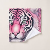 Roze tijger, tijgergezicht. bad handdoek (Wasdoekje)