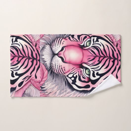 Roze tijger, tijgergezicht. bad handdoek (Handdoek)