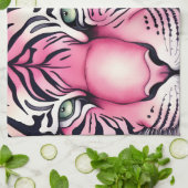 Roze tijger, tijgergezicht theedoek (Gevouwen)