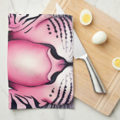 Roze tijger, tijgergezicht theedoek (Quarter Fold)