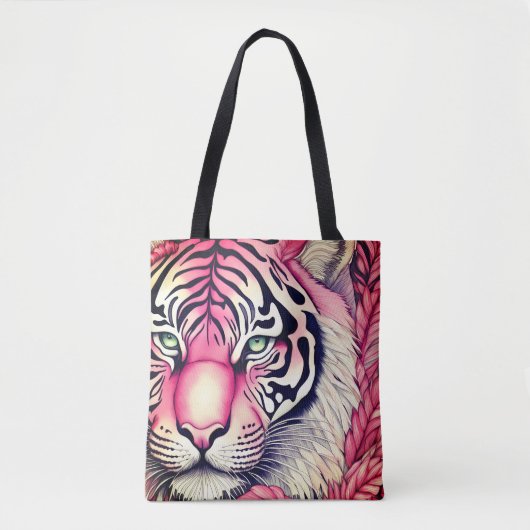 Roze tijger, tijgergezicht tote bag (Voorkant)