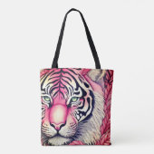 Roze tijger, tijgergezicht tote bag (Achterkant)