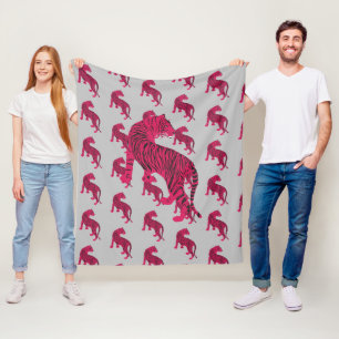 Roze tijger, wilde kat fleece deken
