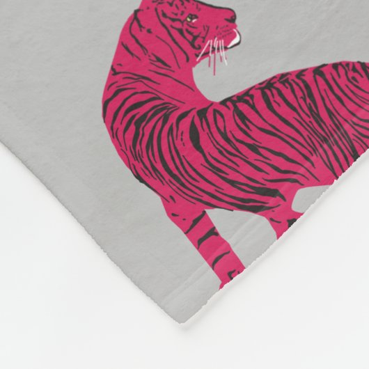 Roze tijger, wilde kat fleece deken (Hoek)
