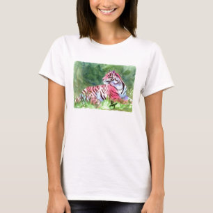 Roze tijgerdames overhemd t-shirt
