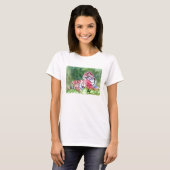 Roze tijgerdames overhemd t-shirt (Voorkant volledig)