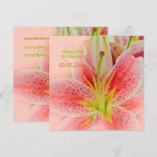Roze tijgerlelly/trouwuitnodigingen kaart (Voorkant / Achterkant)