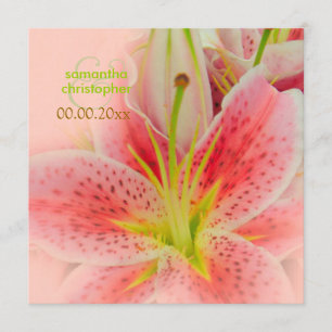 Roze tijgerlelly/trouwuitnodigingen kaart