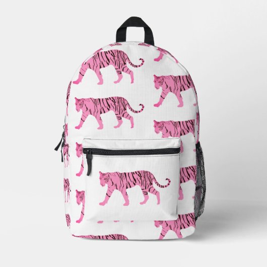 Roze tijgerpatroon bedrukte rugzak (Voorkant)
