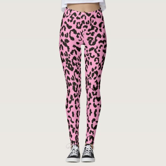 Roze tijgerprint leggings (Voorkant)
