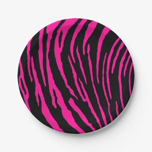 Roze tijgerstrepen papieren bordje (Voorkant)