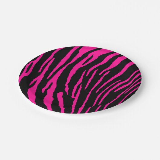 Roze tijgerstrepen papieren bordje (Gekanteld)