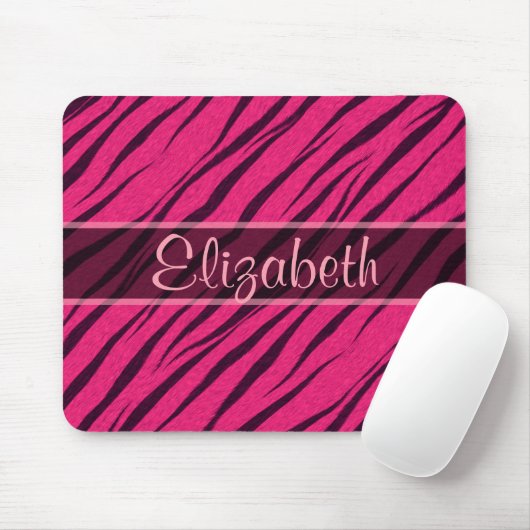Roze tijgerstrips Skin Pattern personaliseren Muismat (Met muis)