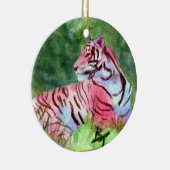 Roze tijgerversiering keramisch ornament (Rechts)