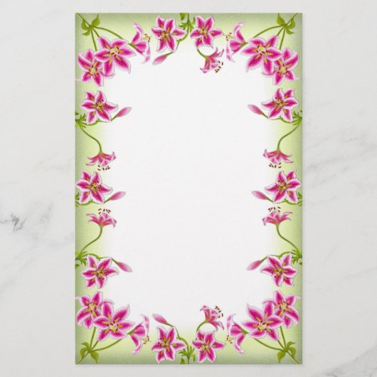 Roze tijLily Garden Stationery Briefpapier (Voorkant)