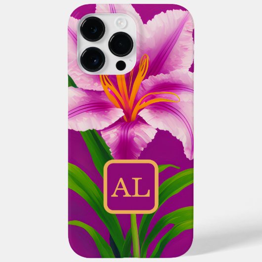 -roze tijllielenschildermonogrammen Case-Mate iPhone case (Achterkant)