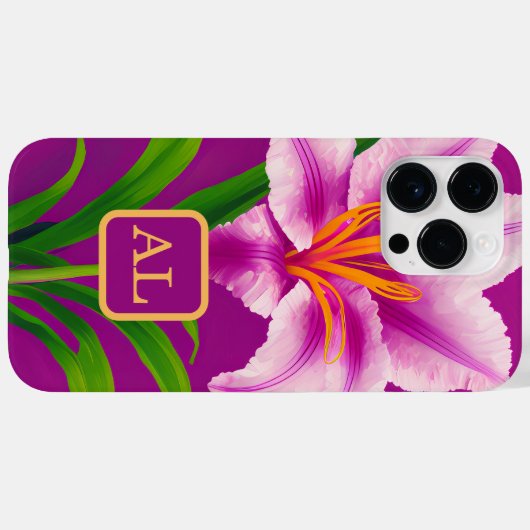 -roze tijllielenschildermonogrammen Case-Mate iPhone case (Achterkant (horizontaal))