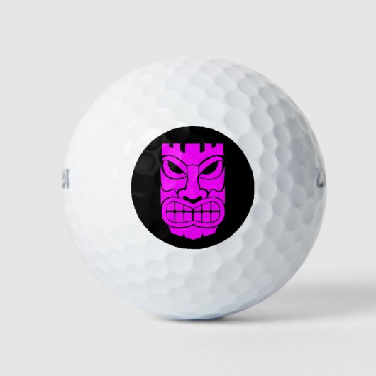 Roze tiki sculptuur Thunder_Cove Golfballen (Voorkant)