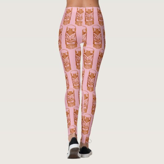 Roze tiki sculptuur Thunder_Cove Leggings (Achterkant)