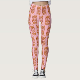Roze tiki sculptuur Thunder_Cove Leggings
