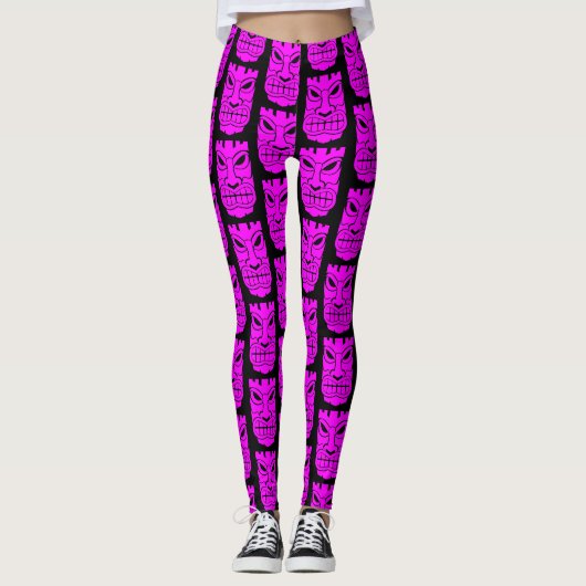 Roze tiki sculptuur Thunder_Cove Leggings (Voorkant)