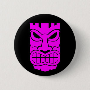 Roze tiki sculptuur Thunder_Cove Ronde Button 5,7 Cm