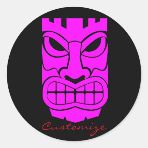 Roze tiki sculptuur Thunder_Cove Ronde Sticker