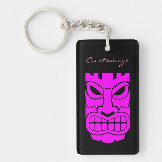Roze tiki sculptuur Thunder_Cove Sleutelhanger (Voorkant)