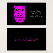 Roze tiki sculptuur Thunder_Cove Visitekaartje (Voorkant /achterkant)