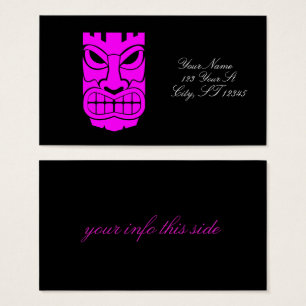 Roze tiki sculptuur Thunder_Cove Visitekaartje