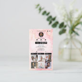 Roze TikTok Marmer QR Code Social Media Visitekaartje (Staand voorkant)