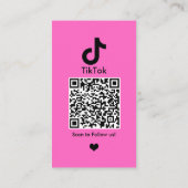 Roze TikTok Social Media Custom QR Code Visitekaartje (Achterkant)