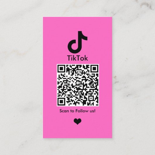 Roze TikTok Social Media Custom QR Code Visitekaartje (Achterkant)
