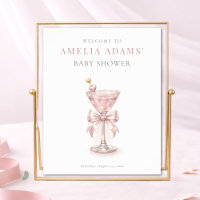Roze Tini Eén Meisje Baby Shower Welkom Bord