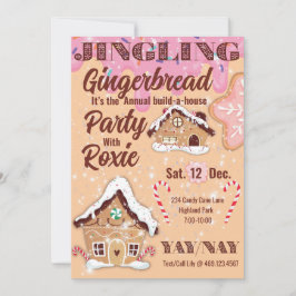 Roze Tinkelende Peperkoek Vakantieuitnodiging Kaart