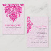 Roze Tint Damasks Heet Roze Bloemen Ornament Visitekaartje (Voorkant / Achterkant)